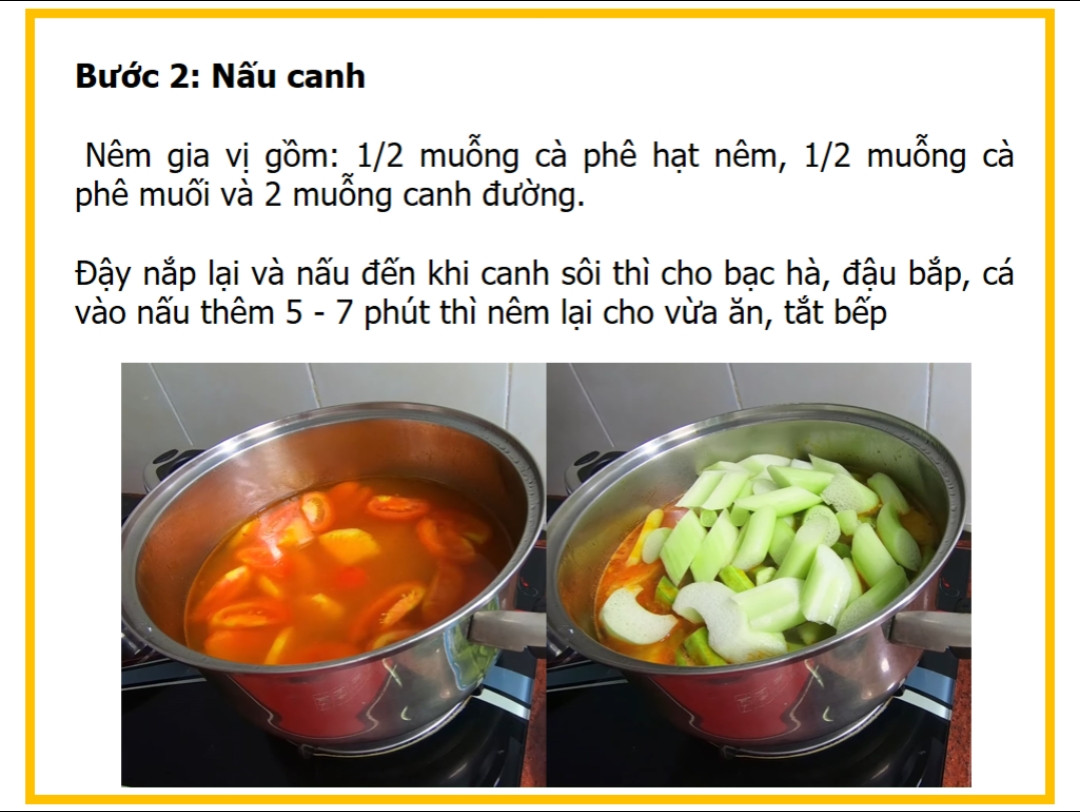 Công thức nấu canh chua đầu cá hồi với tôm, bạc hà và dứa