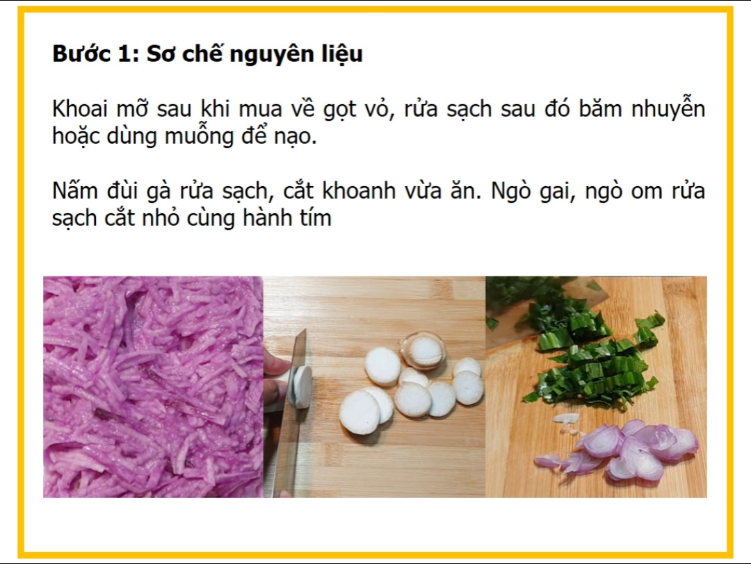 Công thức nấu canh khoai mỡ nấm đùi gà