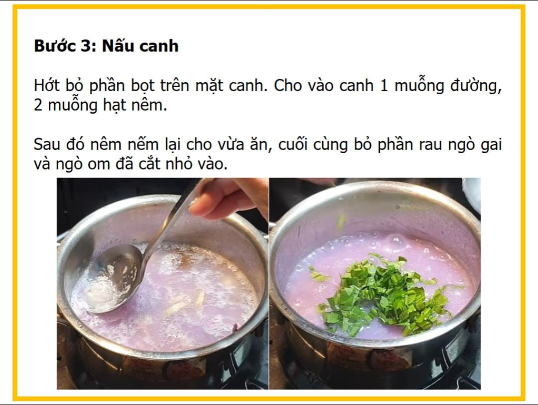 Công thức nấu canh khoai mỡ nấm đùi gà