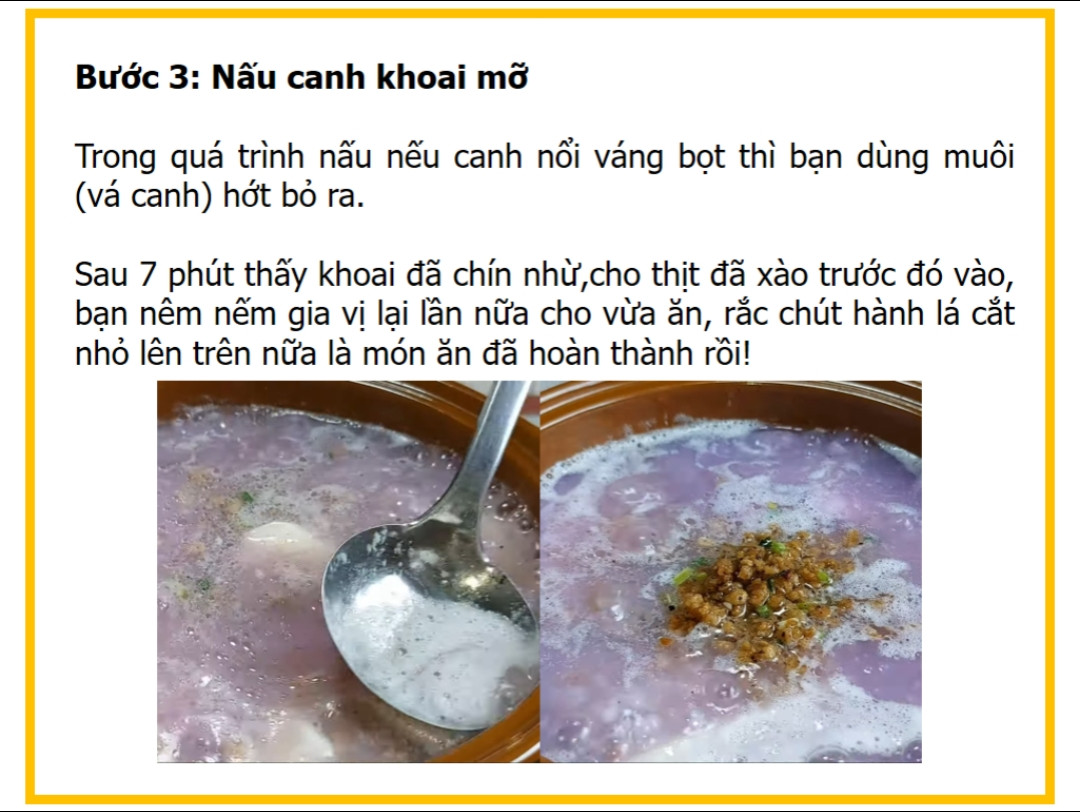 Công thức nấu canh khoai mỡ thịt bằm chay ngon đơn giản