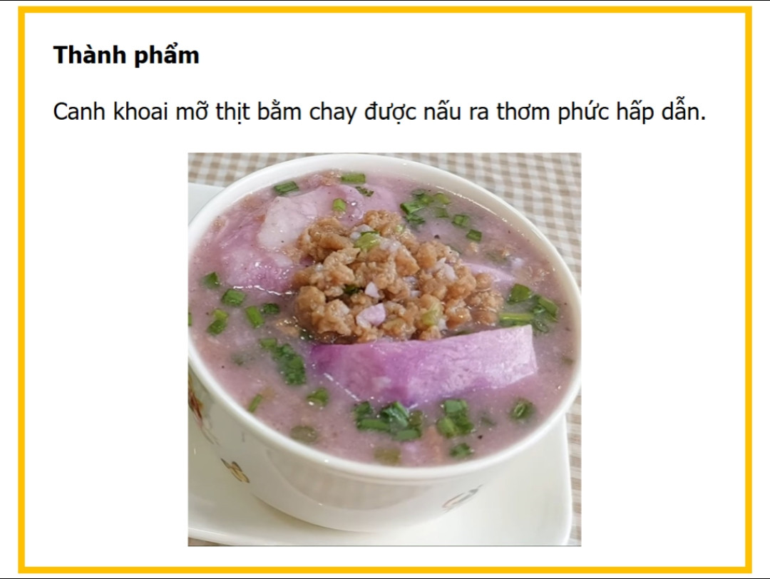 Công thức nấu canh khoai mỡ thịt bằm chay ngon đơn giản