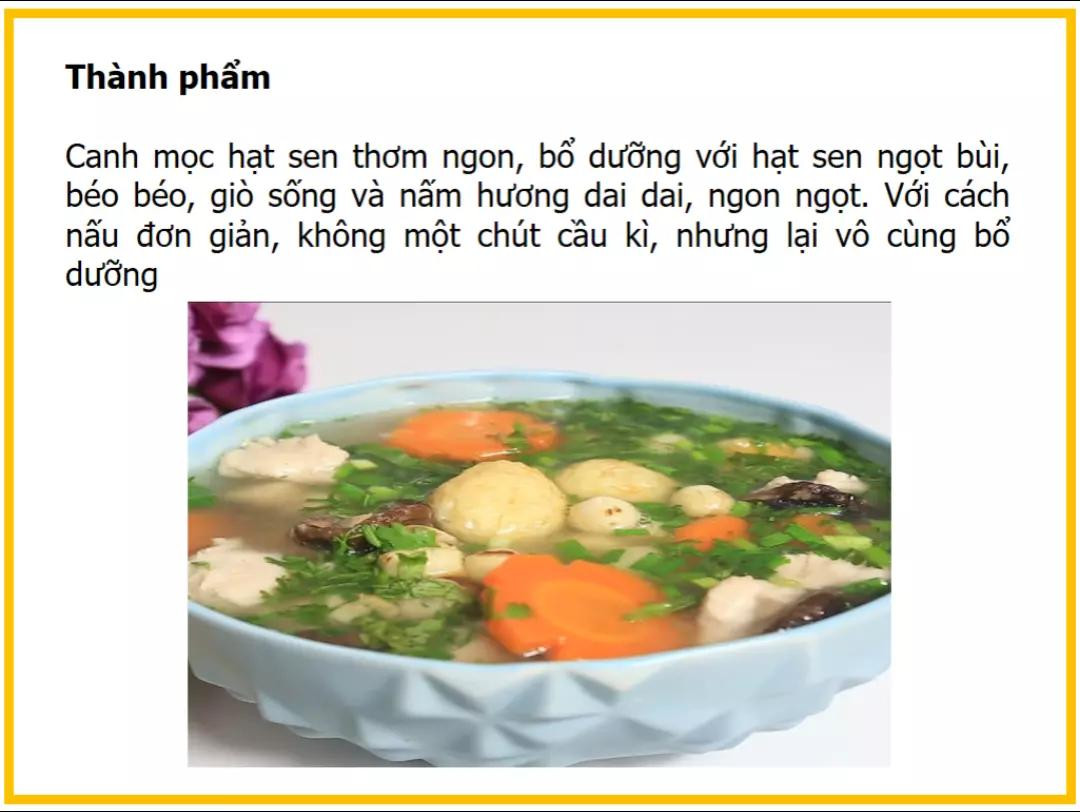 Công thức nấu canh mọc hạt sen thơm ngon bổ dưỡng với nấm hương và trứng cút