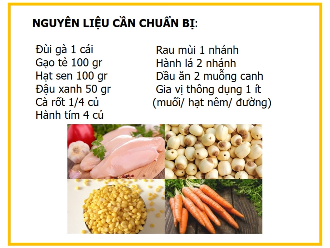 Công thức nấu Cháo gà hạt sen đậu xanh ngon bổ dưỡng