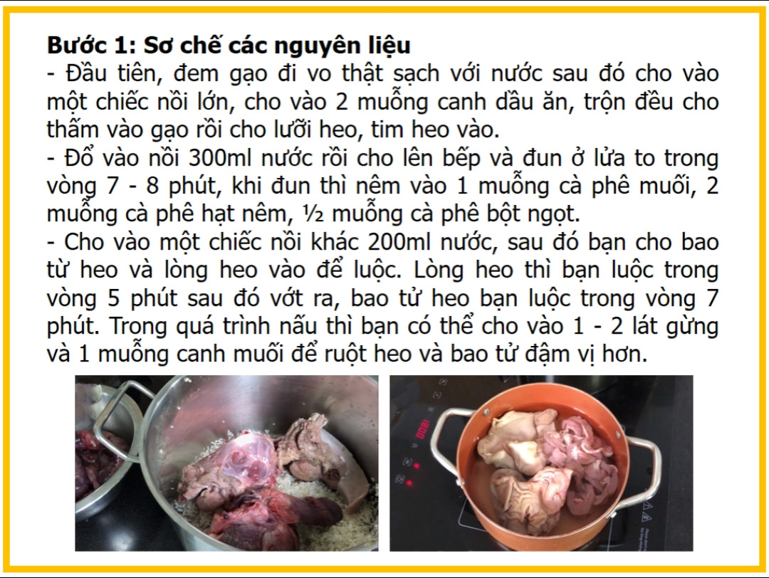 Công thức nấu cháo lòng dồi huyết với tim, lưỡi và bao tử heo
