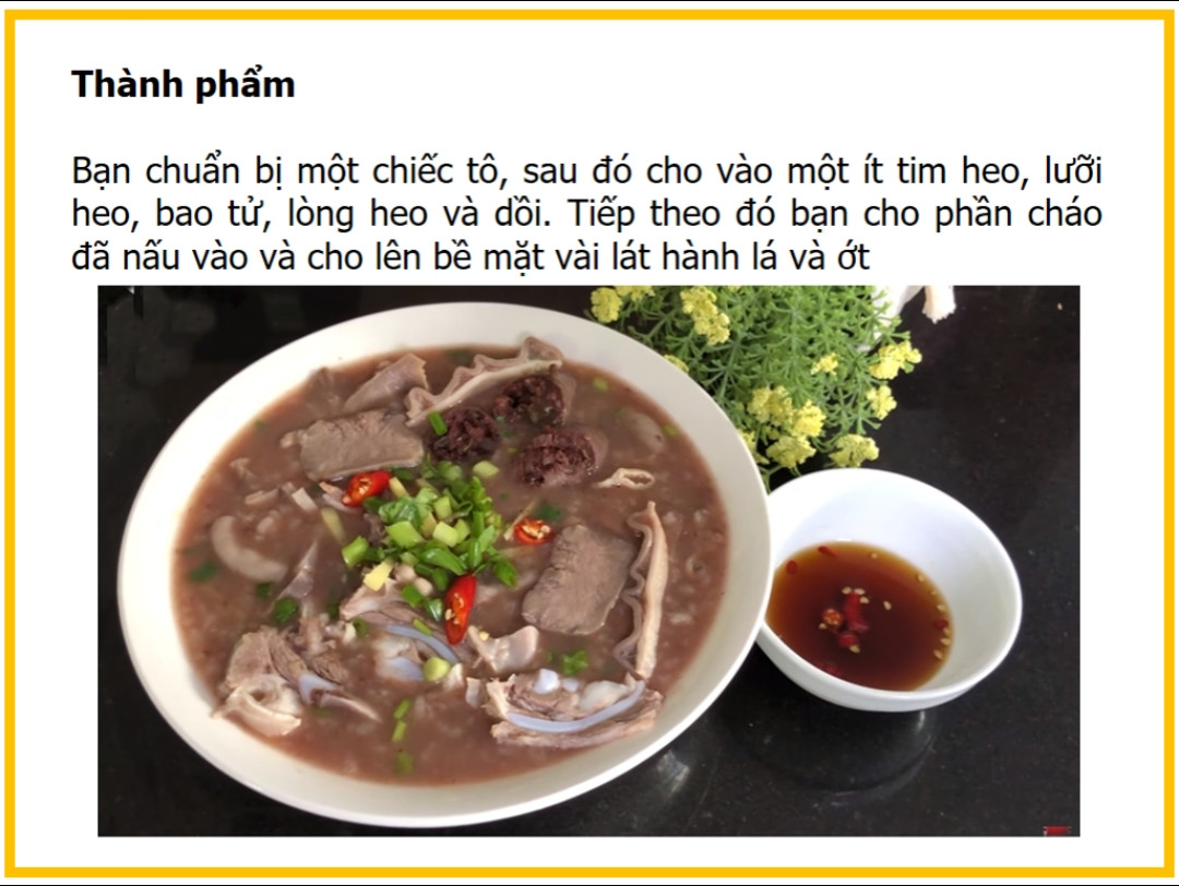 Công thức nấu cháo lòng dồi huyết với tim, lưỡi và bao tử heo