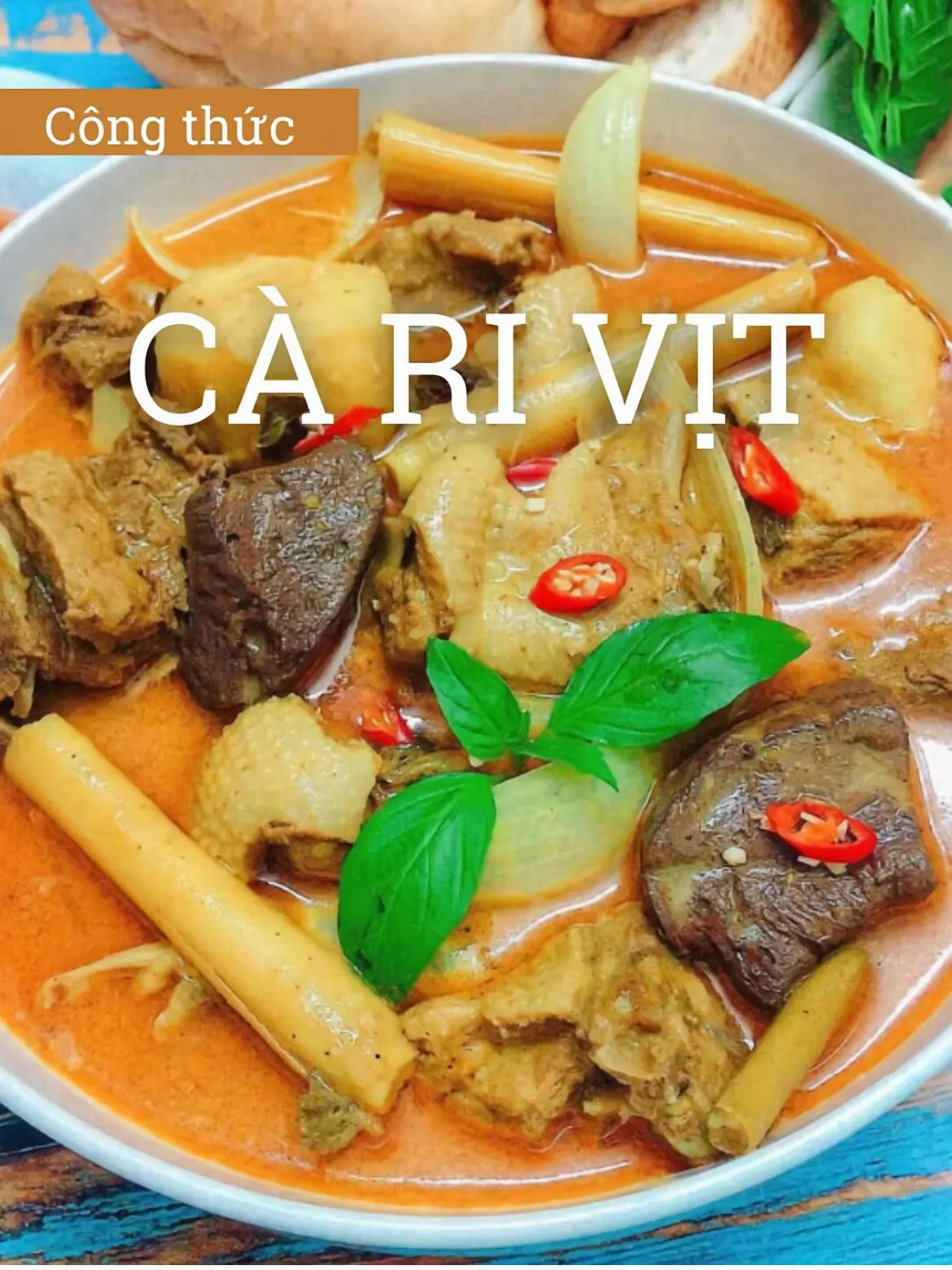 Công thức nấu món Cà Ri Vịt thơm ngon với khoai môn, khoai lang và huyết vịt