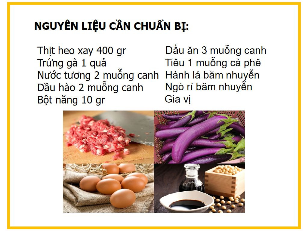 Công thức nấu món Cà tím nhồi thịt kho