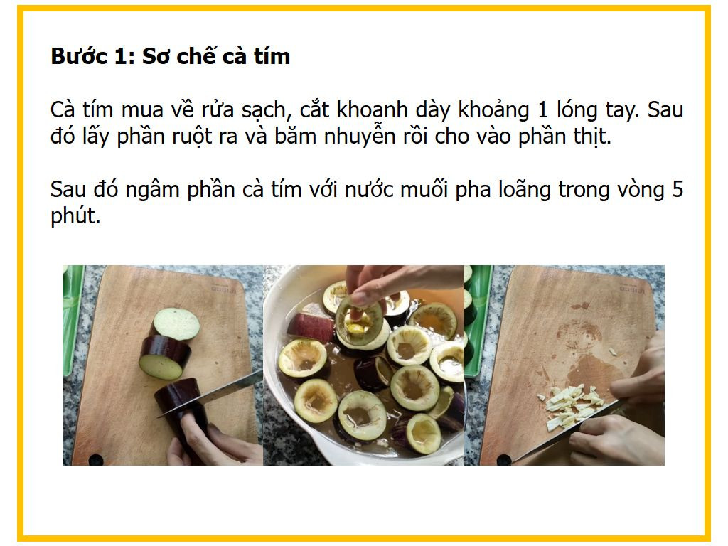 Công thức nấu món Cà tím nhồi thịt kho