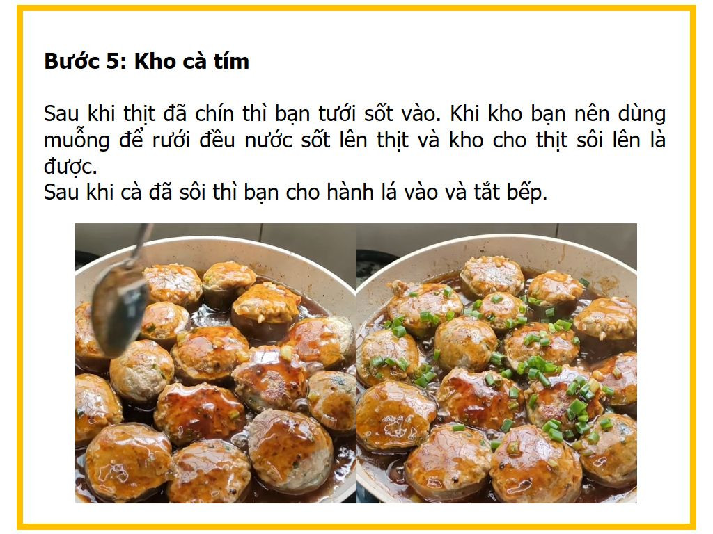 Công thức nấu món Cà tím nhồi thịt kho