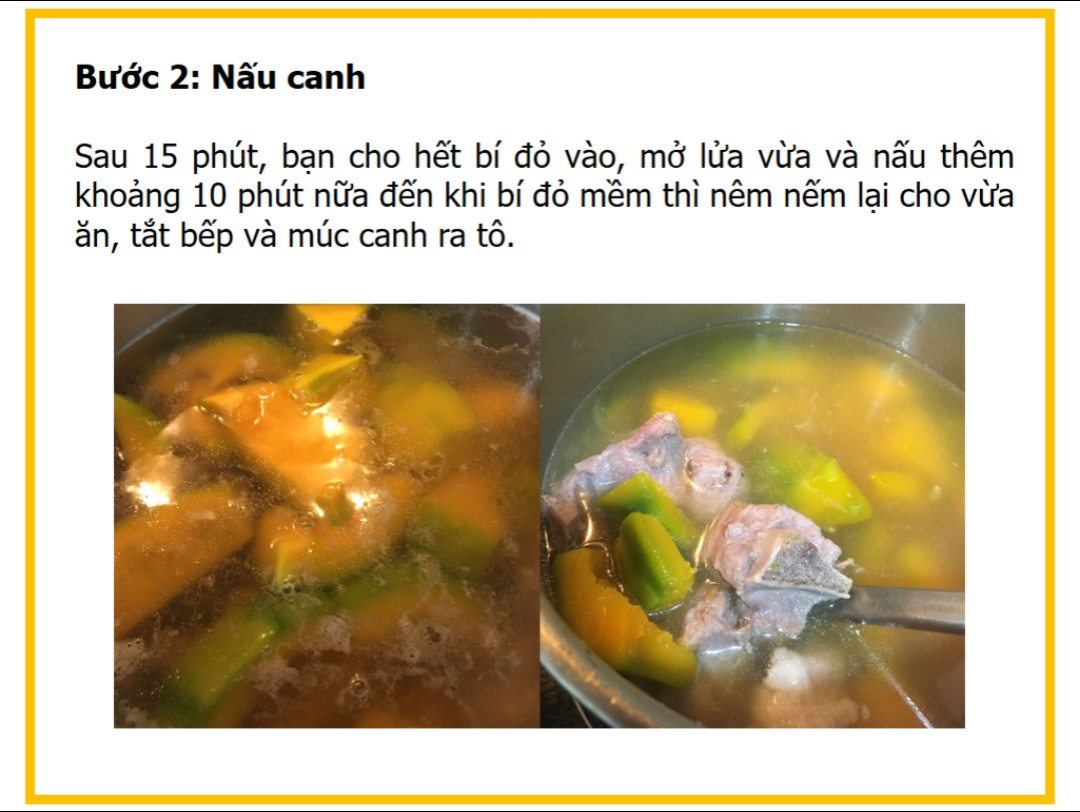 Công thức nấu món canh bí đỏ hầm xương heo ngon, nước ngọt thanh