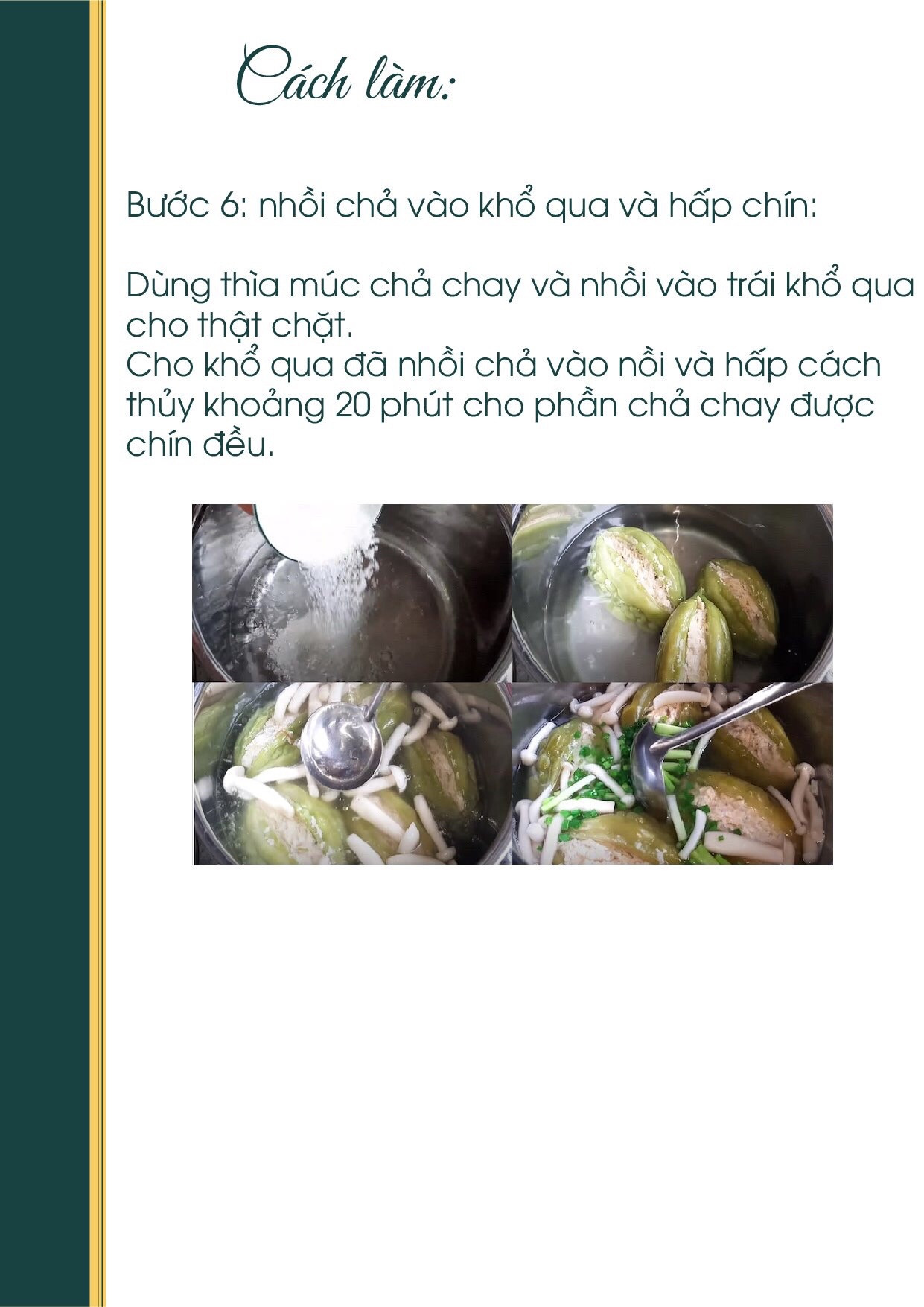 Công thức nấu món Canh Khổ Qua Nhồi Chả Chay ngon miệng