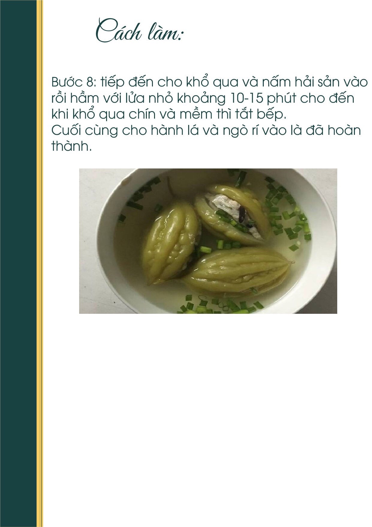 Công thức nấu món Canh Khổ Qua Nhồi Chả Chay ngon miệng