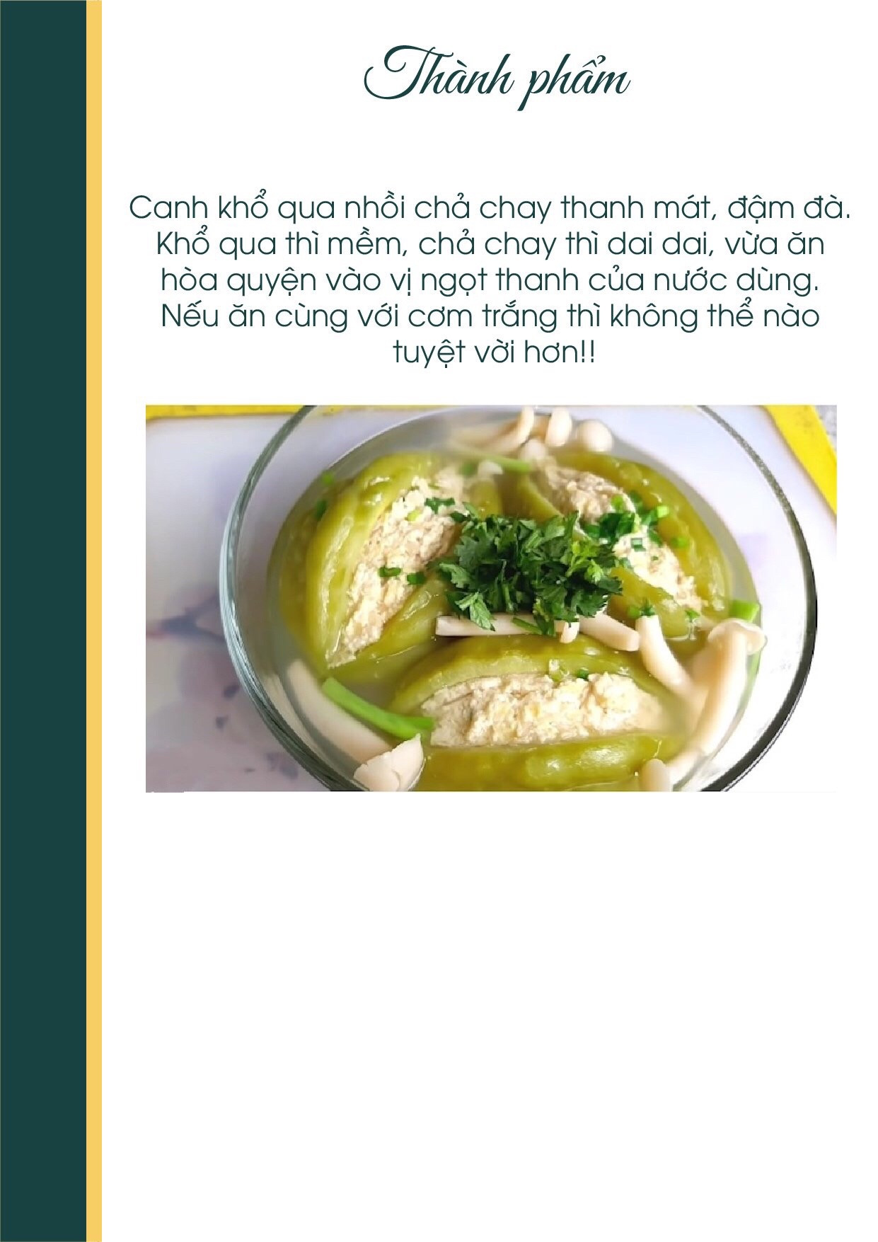 Công thức nấu món Canh Khổ Qua Nhồi Chả Chay ngon miệng