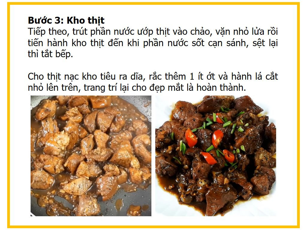 Công thức nấu món thịt nạc kho tiêu đậm đà, giòn ngon