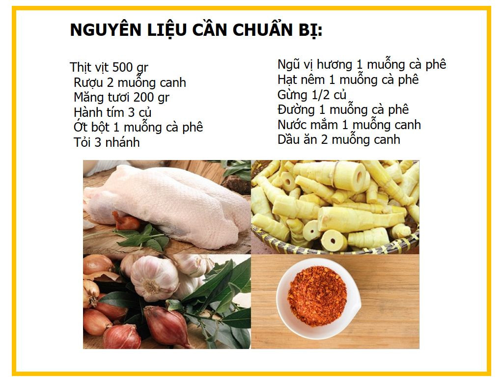 Công thức nấu món Vịt kho măng