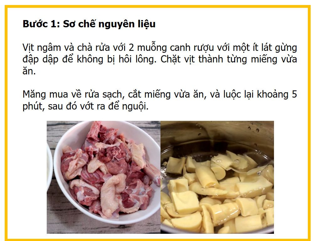 Công thức nấu món Vịt kho măng