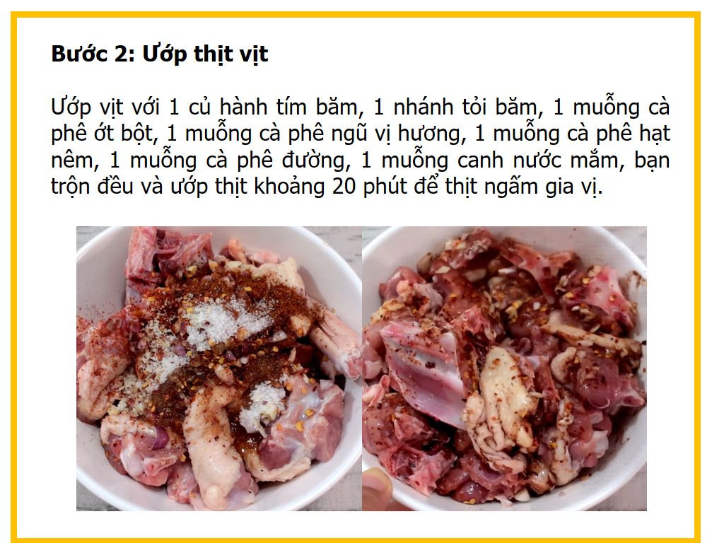 Công thức nấu món Vịt kho măng