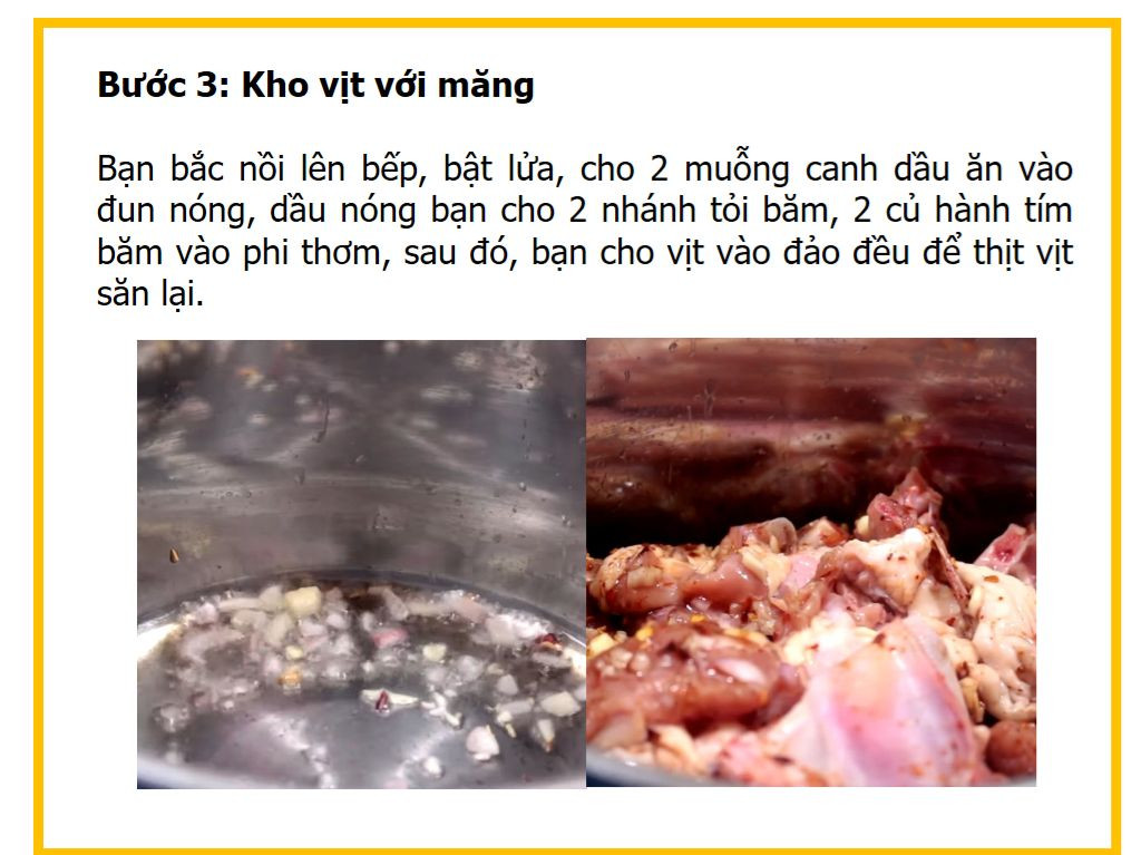 Công thức nấu món Vịt kho măng