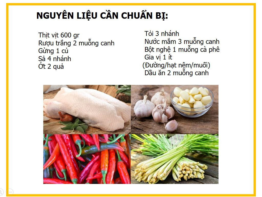 Công thức nấu món Vịt kho sả ớt truyền thống với nguyên liệu tươi ngon