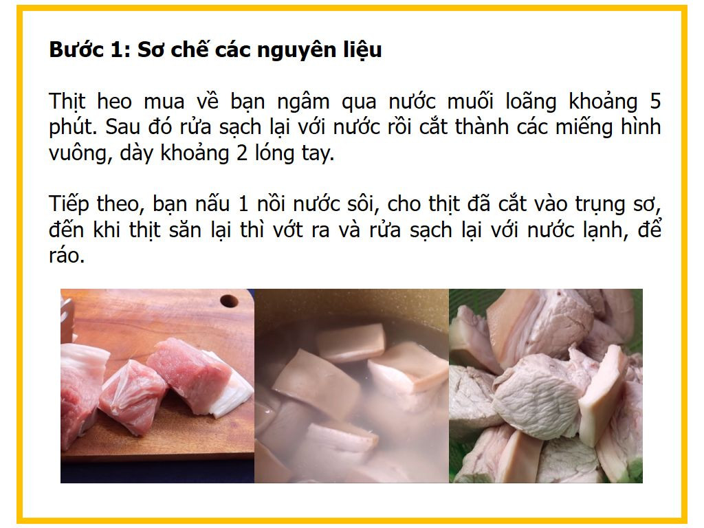 Công thức nấu Thịt kho trứng muối với thịt heo, nước dừa và gia vị đặc trưng