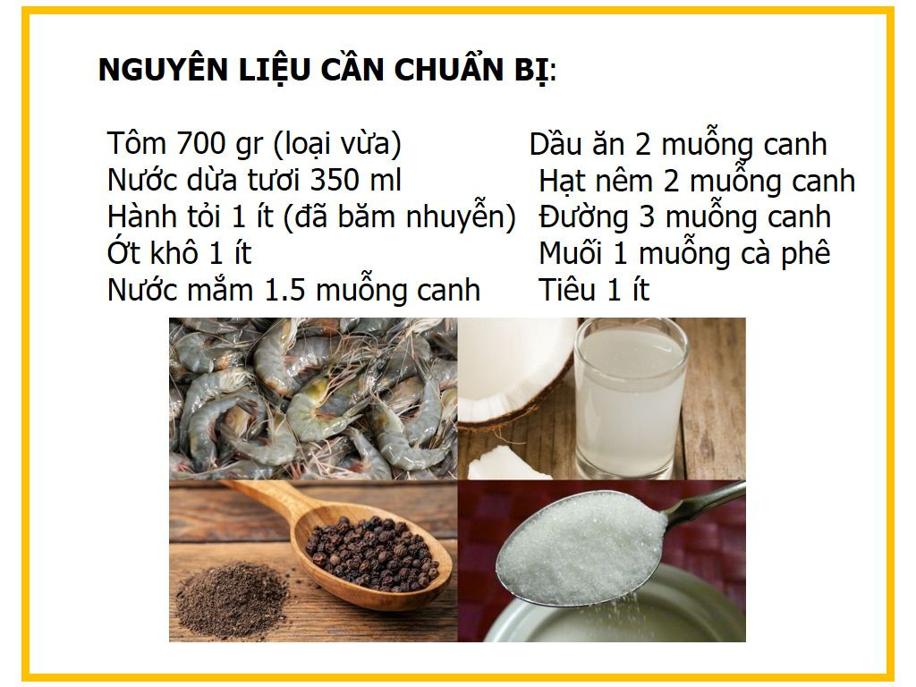 Công thức nấu Tôm kho tiêu nước dừa ngon miệng