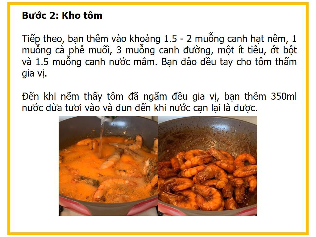 Công thức nấu Tôm kho tiêu nước dừa ngon miệng