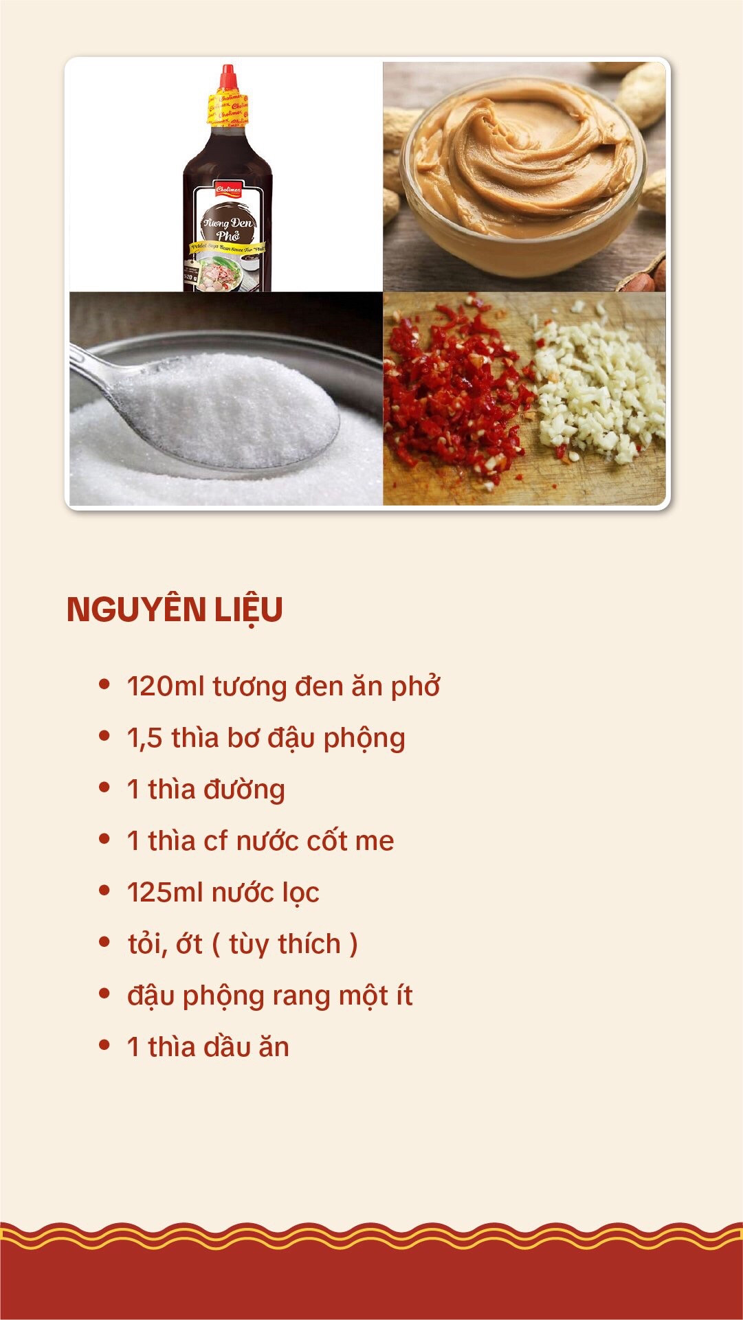 Công thức nước chấm gỏi cuốn bao dính với tương đen và bơ đậu phộng