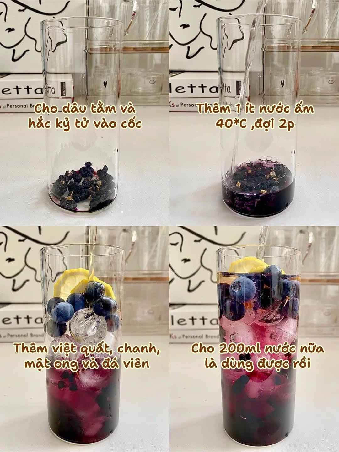 Công thức nước detox Việt quất, dâu tằm, hắc kỷ tử và chanh vàng mát lạnh cho ngày hè