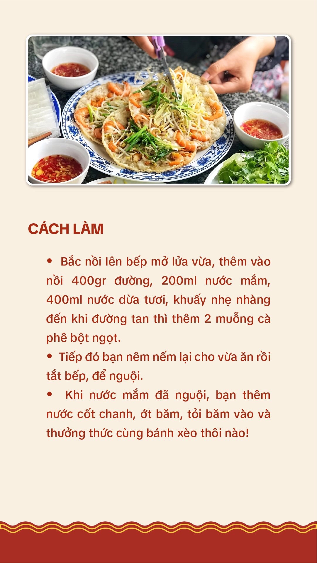 Công thức nước mắm chấm bánh xèo tôm nhảy đặc biệt với cốt dừa