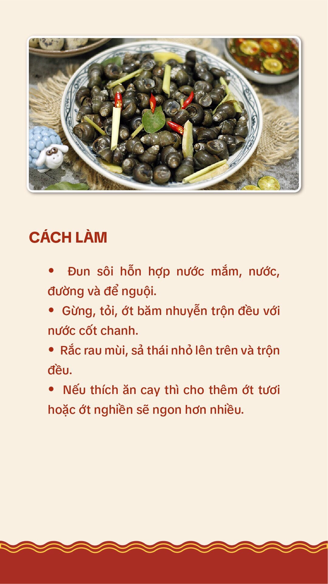 Công thức nước mắm chấm ốc luộc