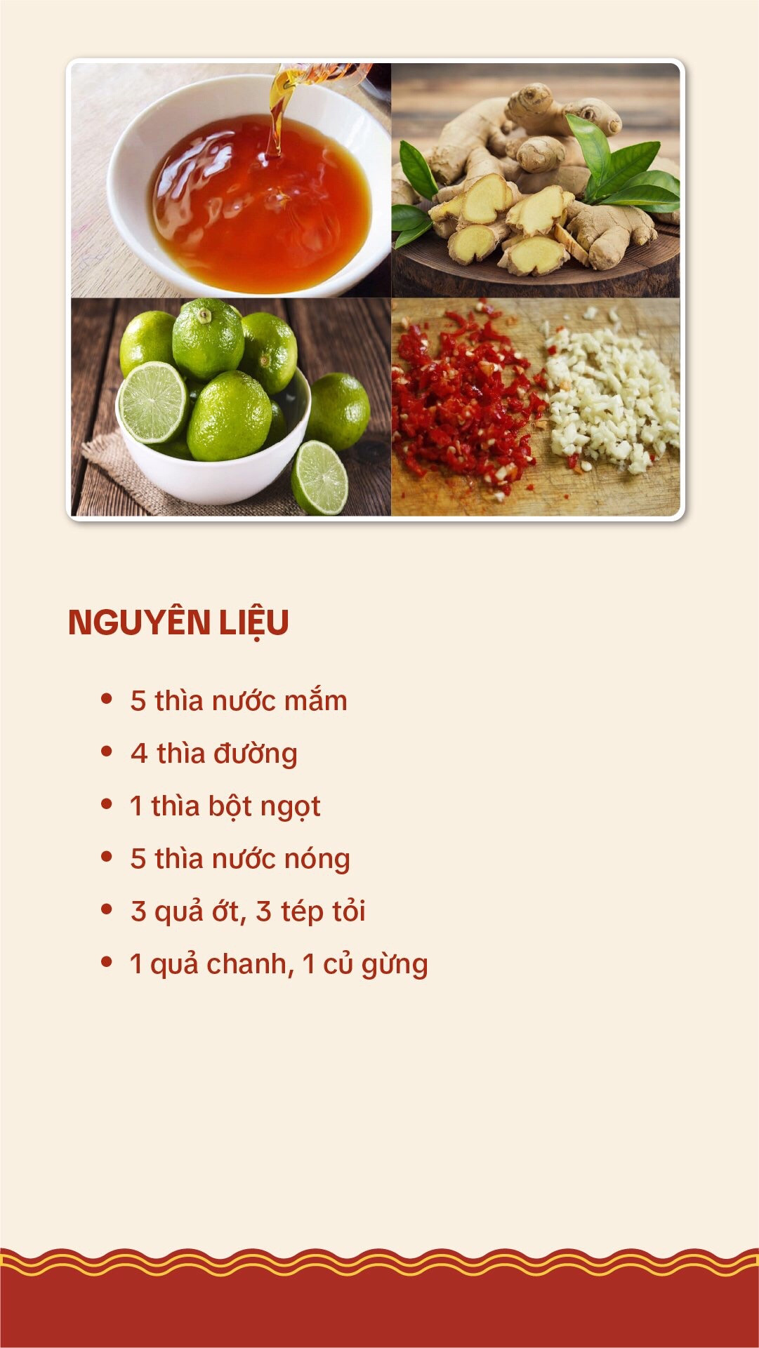 Công thức nước mắm gừng chấm thịt vịt, thịt gà và các loại hải sản