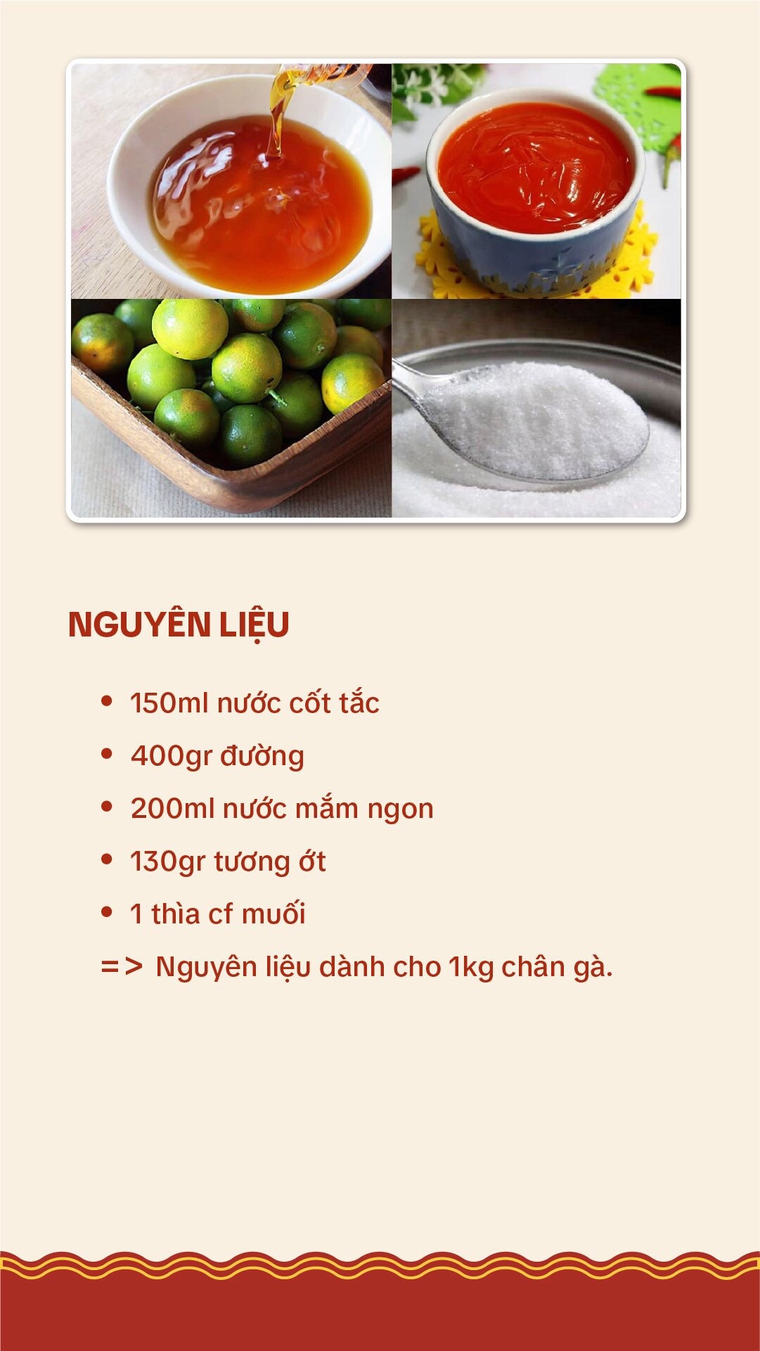 Công thức nước sốt ngâm chân gà sả tắc