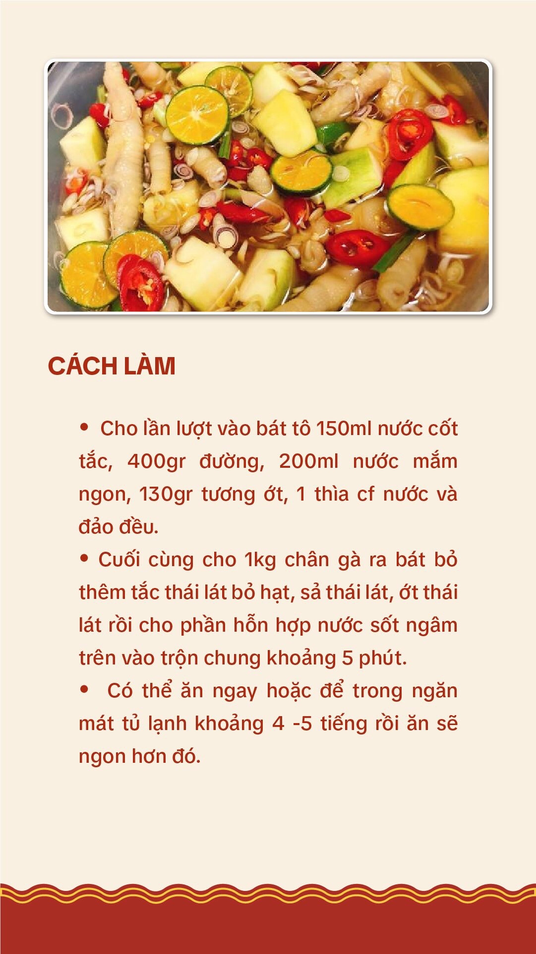 Công thức nước sốt ngâm chân gà sả tắc