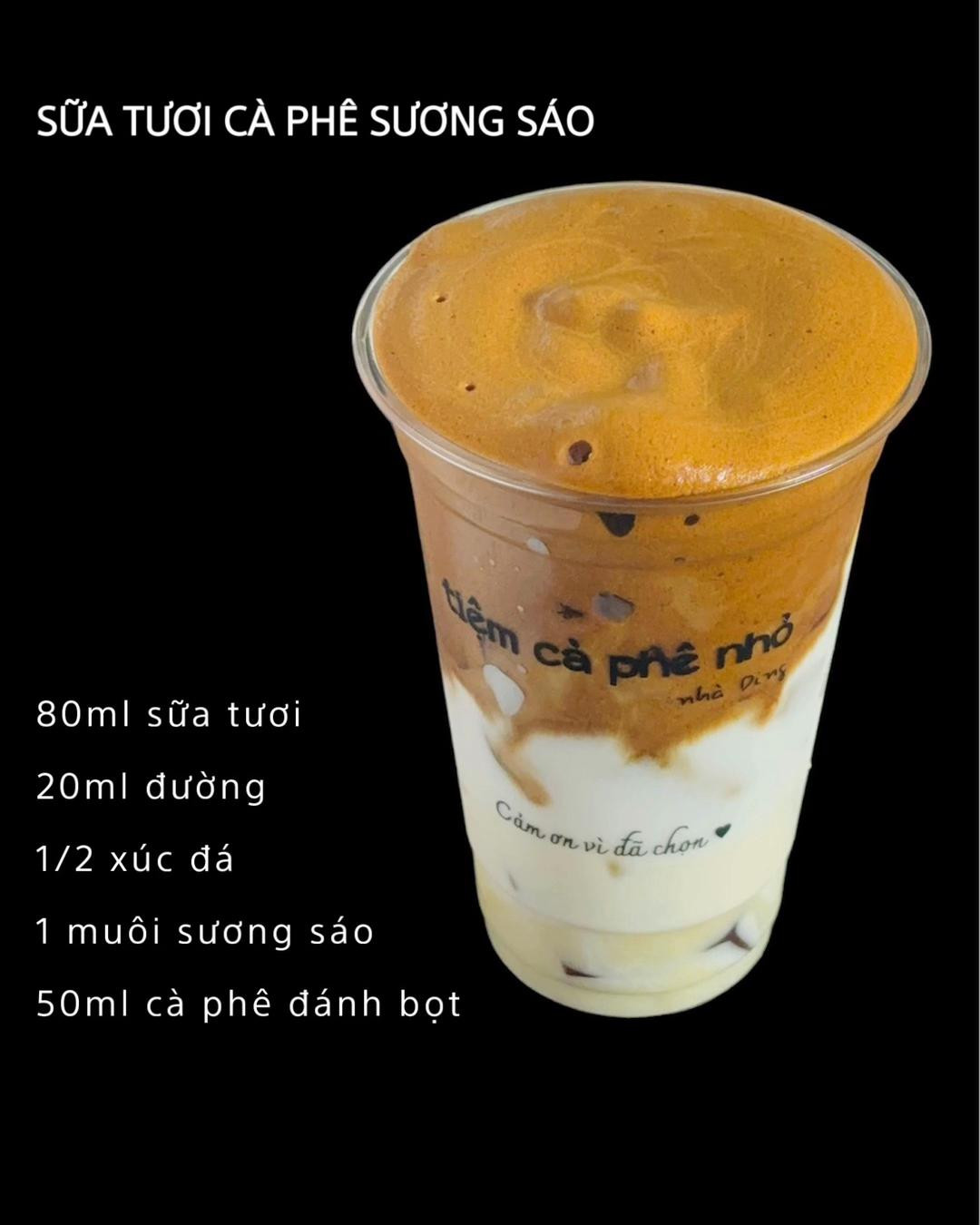 Công thức pha chế Cà phê kem muối, Bạc xỉu và Sữa tươi cà phê sương sao