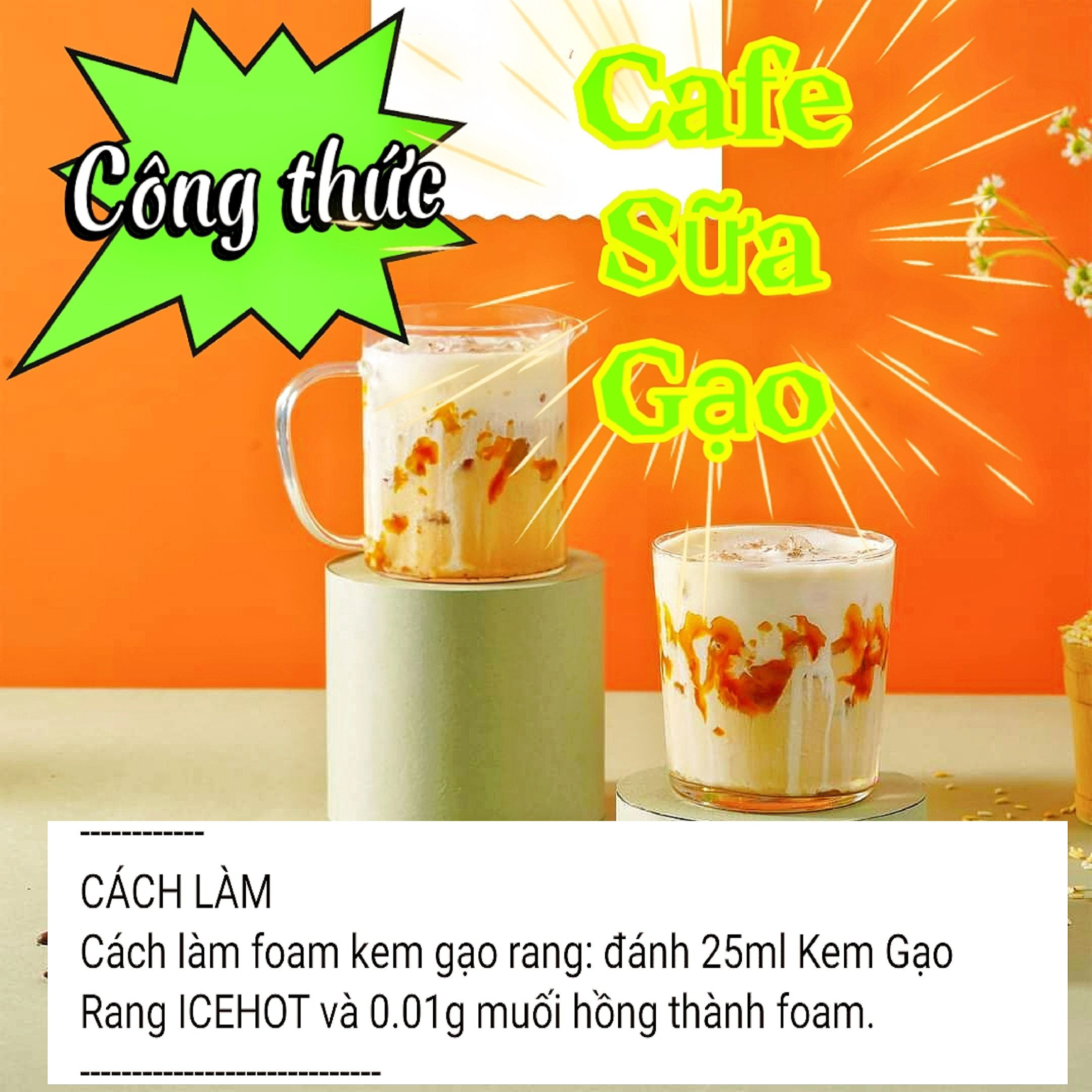 Công thức pha chế Cà phê sữa gạo với kem gạo rang và sốt caramel