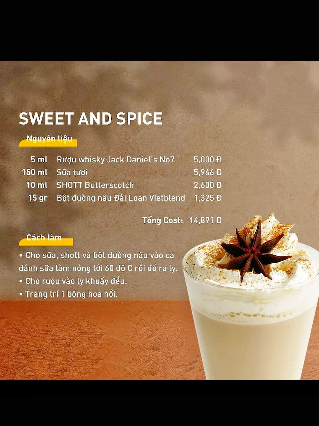 Công thức pha chế đồ uống mùa đông: White Peach Latte, Green Milktea với cam, Sweet and Spice, Brown Baconut và Hot Orange Chocolate