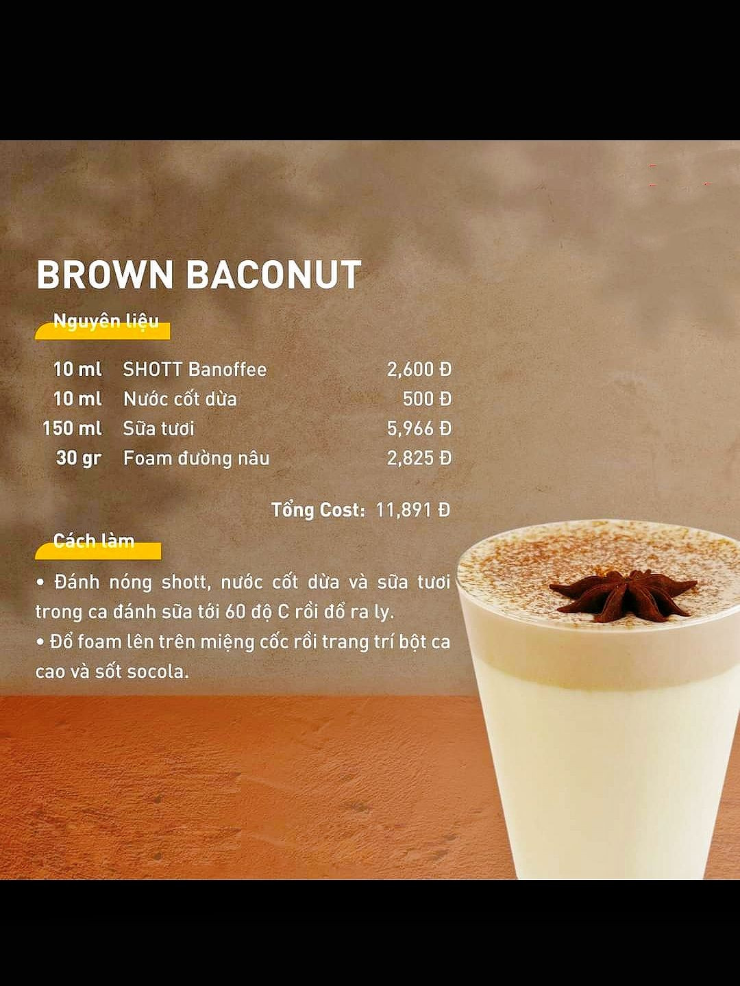 Công thức pha chế đồ uống mùa đông: White Peach Latte, Green Milktea với cam, Sweet and Spice, Brown Baconut và Hot Orange Chocolate