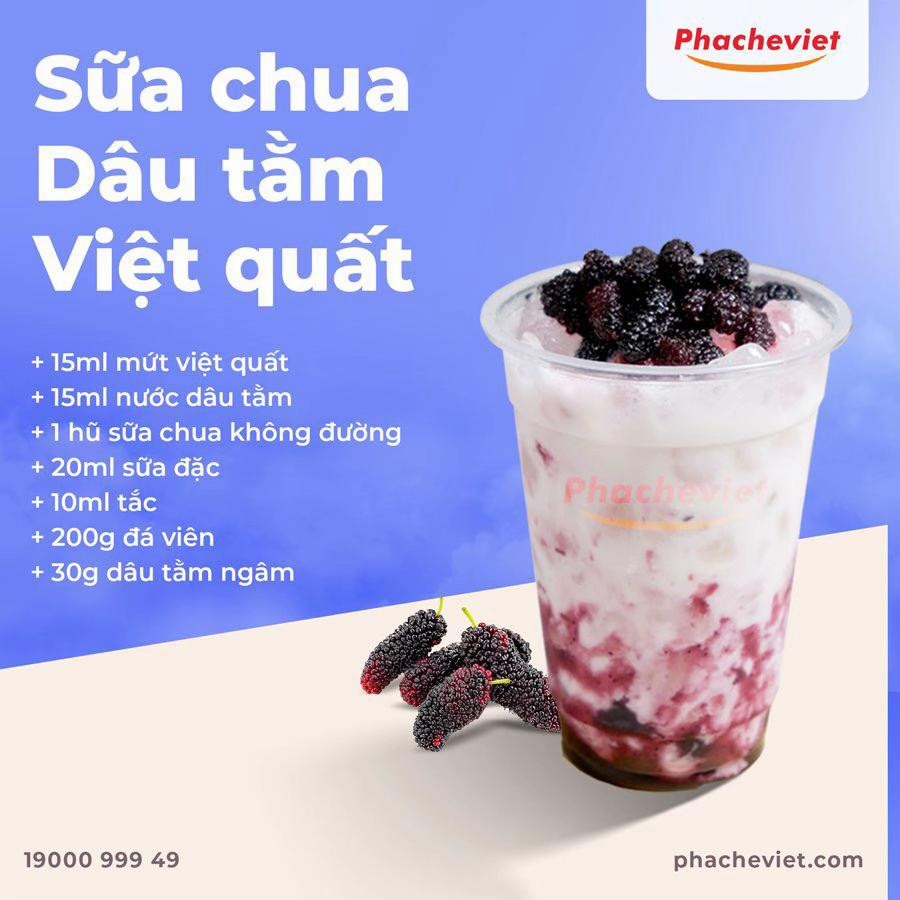 Công thức pha chế Trà Dâu Tằm và Sữa Chua Việt Quất thanh mát giải nhiệt