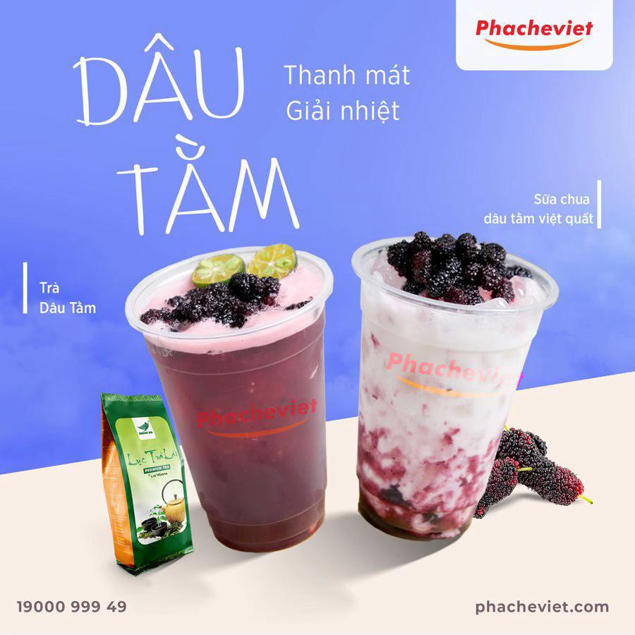 Công thức pha chế Trà Dâu Tằm và Sữa Chua Việt Quất thanh mát giải nhiệt