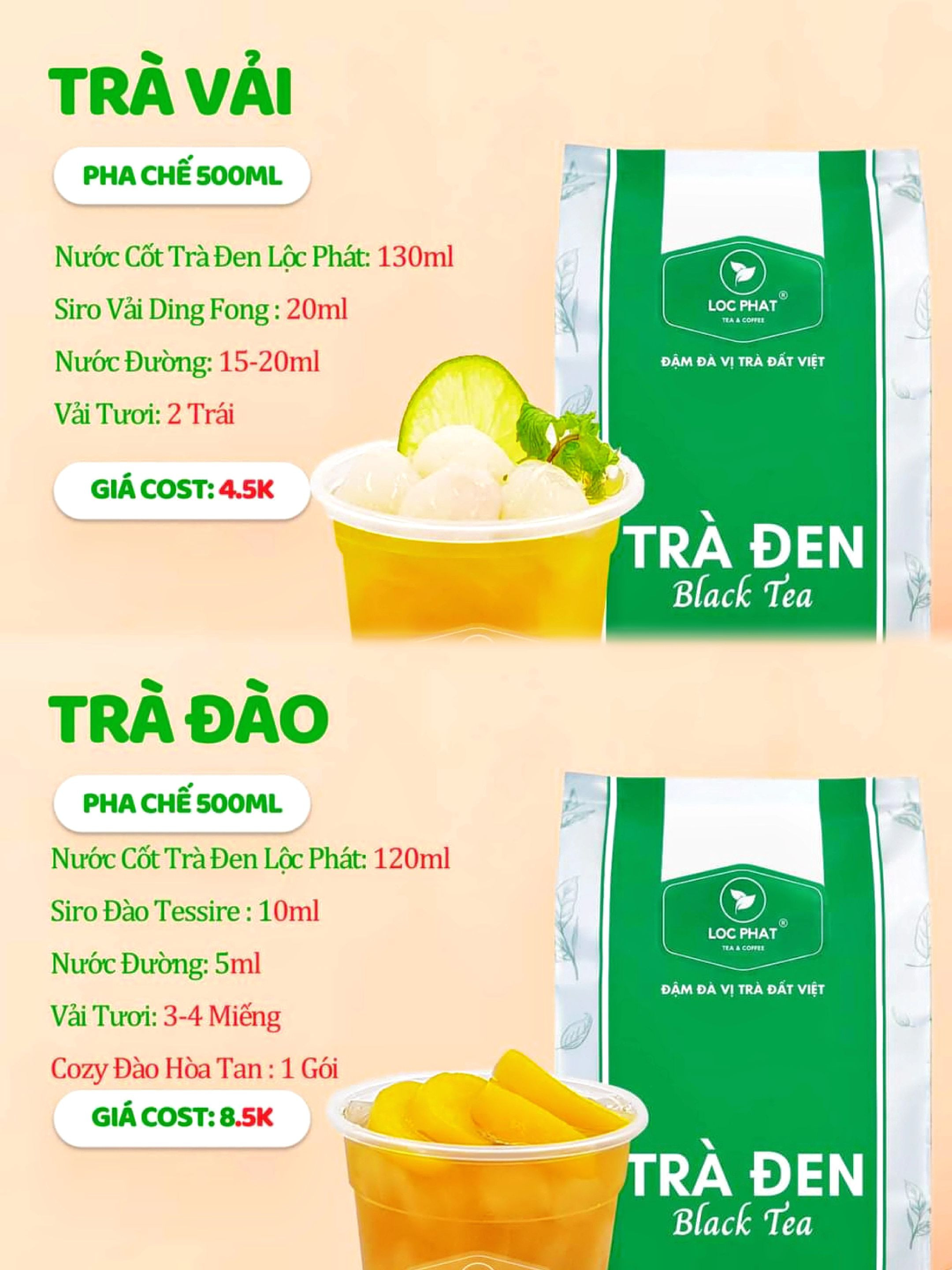 Công thức pha chế trà trái cây tươi: Nhãn Atiso, Dâu, Mãng Cầu, Kiwi và Tắc