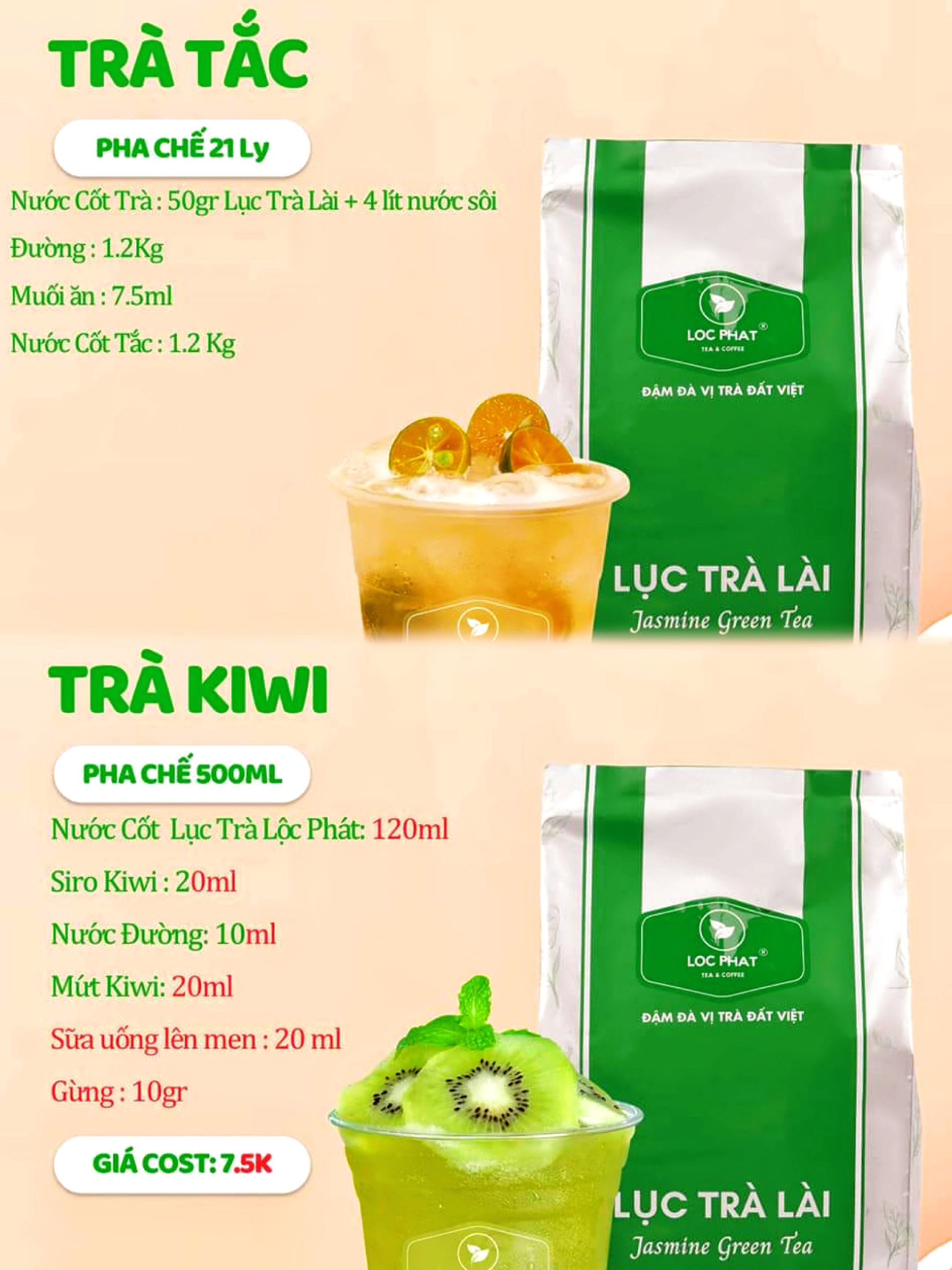 Công thức pha chế trà trái cây tươi: Nhãn Atiso, Dâu, Mãng Cầu, Kiwi và Tắc