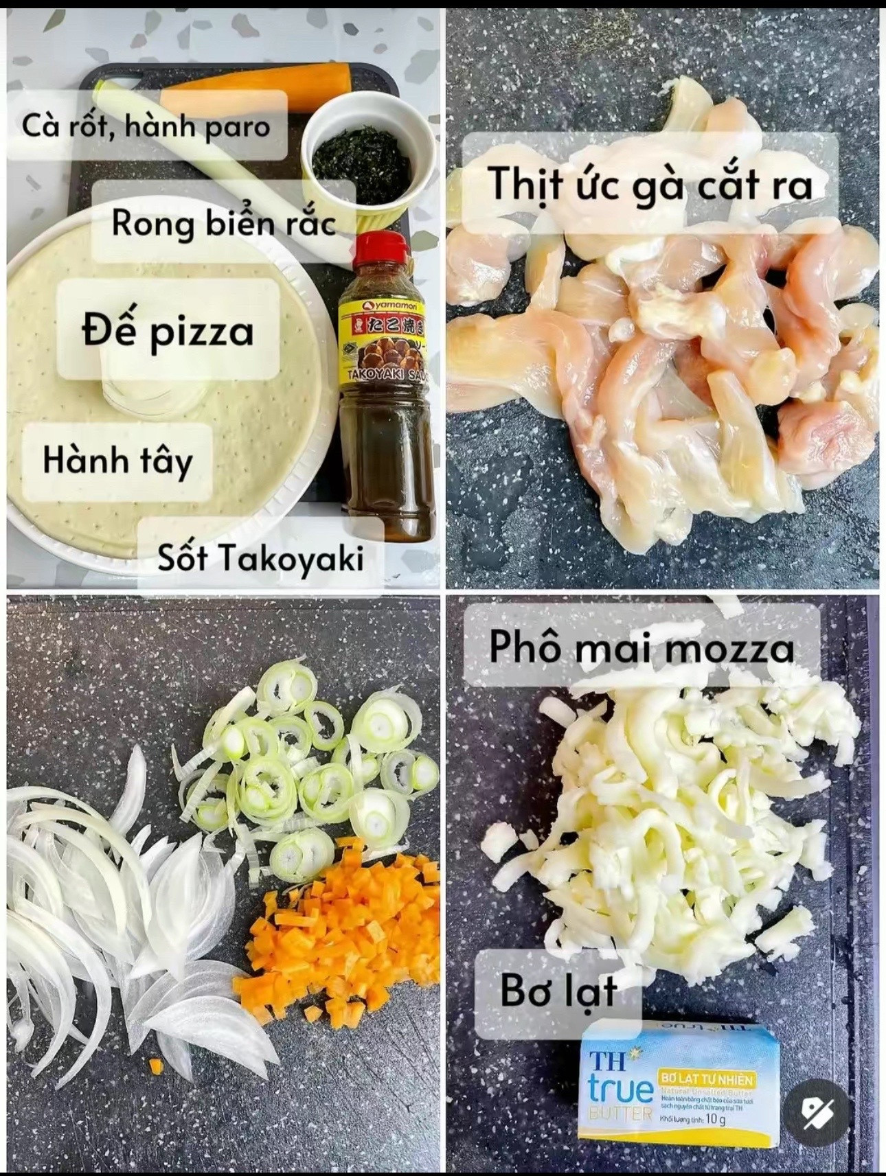 Công thức Pizza Gà Takoyaki: Bữa sáng nhanh, chất lượng với gà sốt takoyaki và rong biển