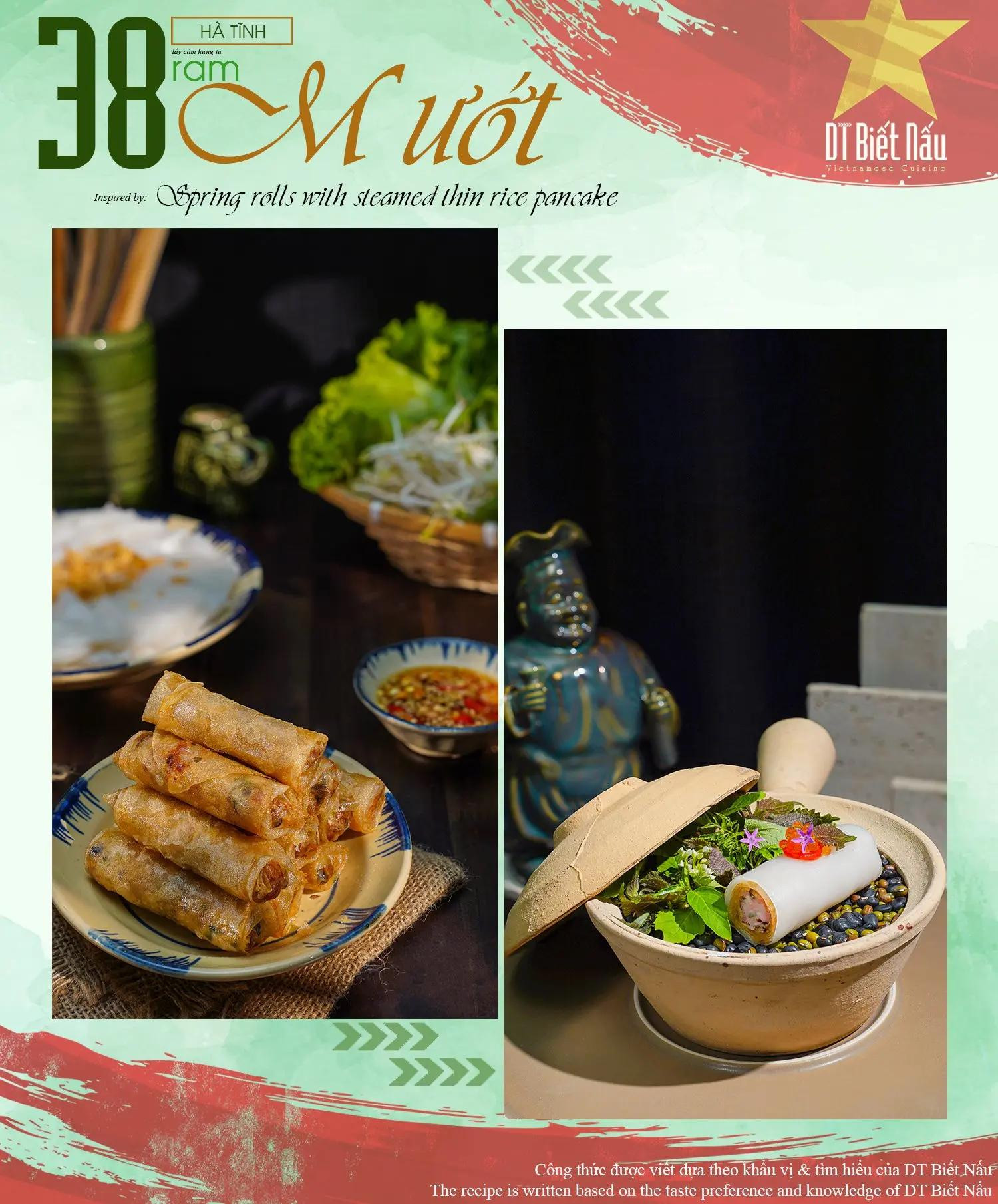 Công thức Ram Mướt Hà Tĩnh: Chả giò cuốn bánh tráng mỏng hấp và nước mắm tỏi ớt