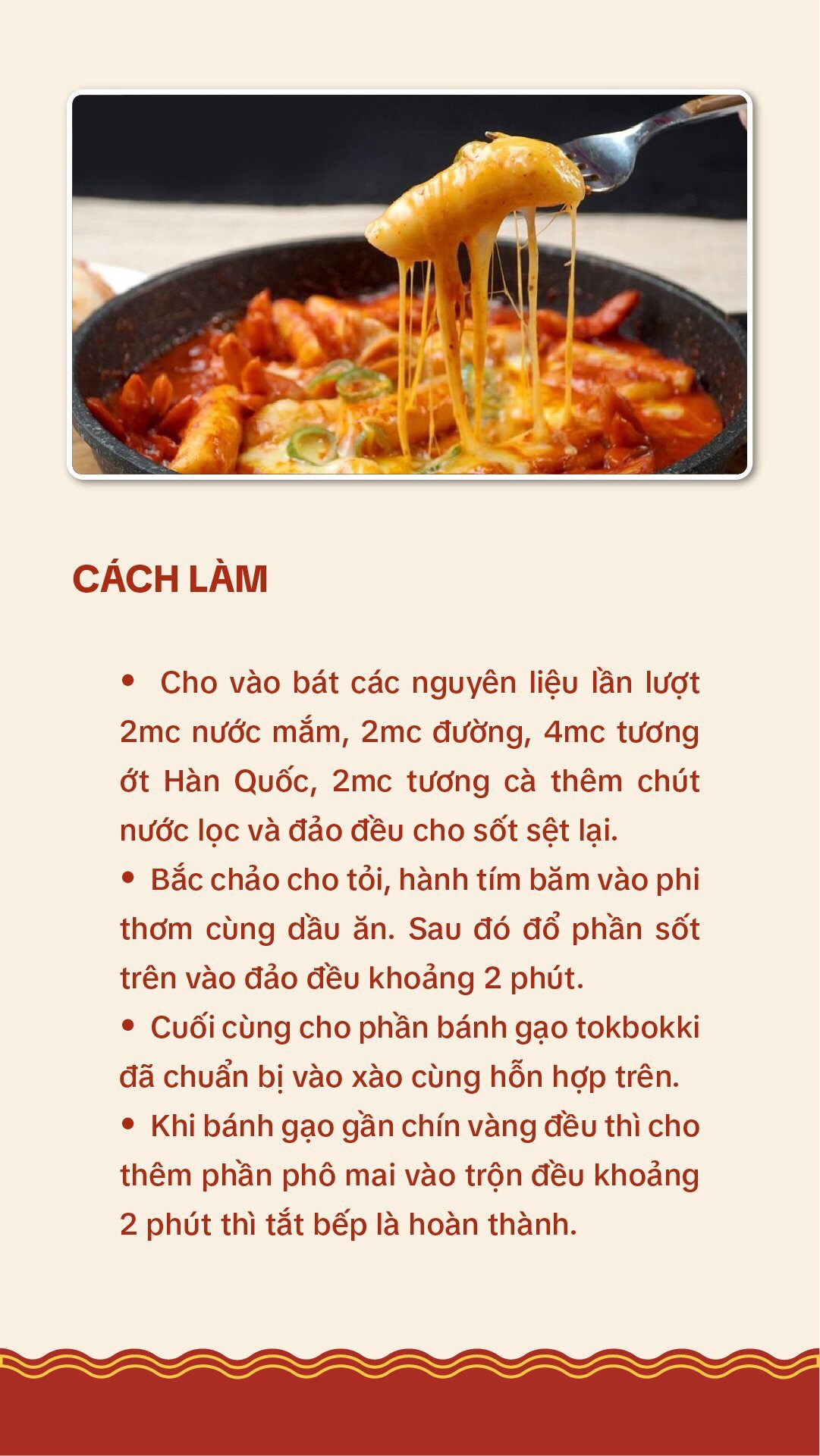 Công thức sốt làm Tokbokki phô mai đơn giản, siêu ngon với nước mắm Cô Bốn