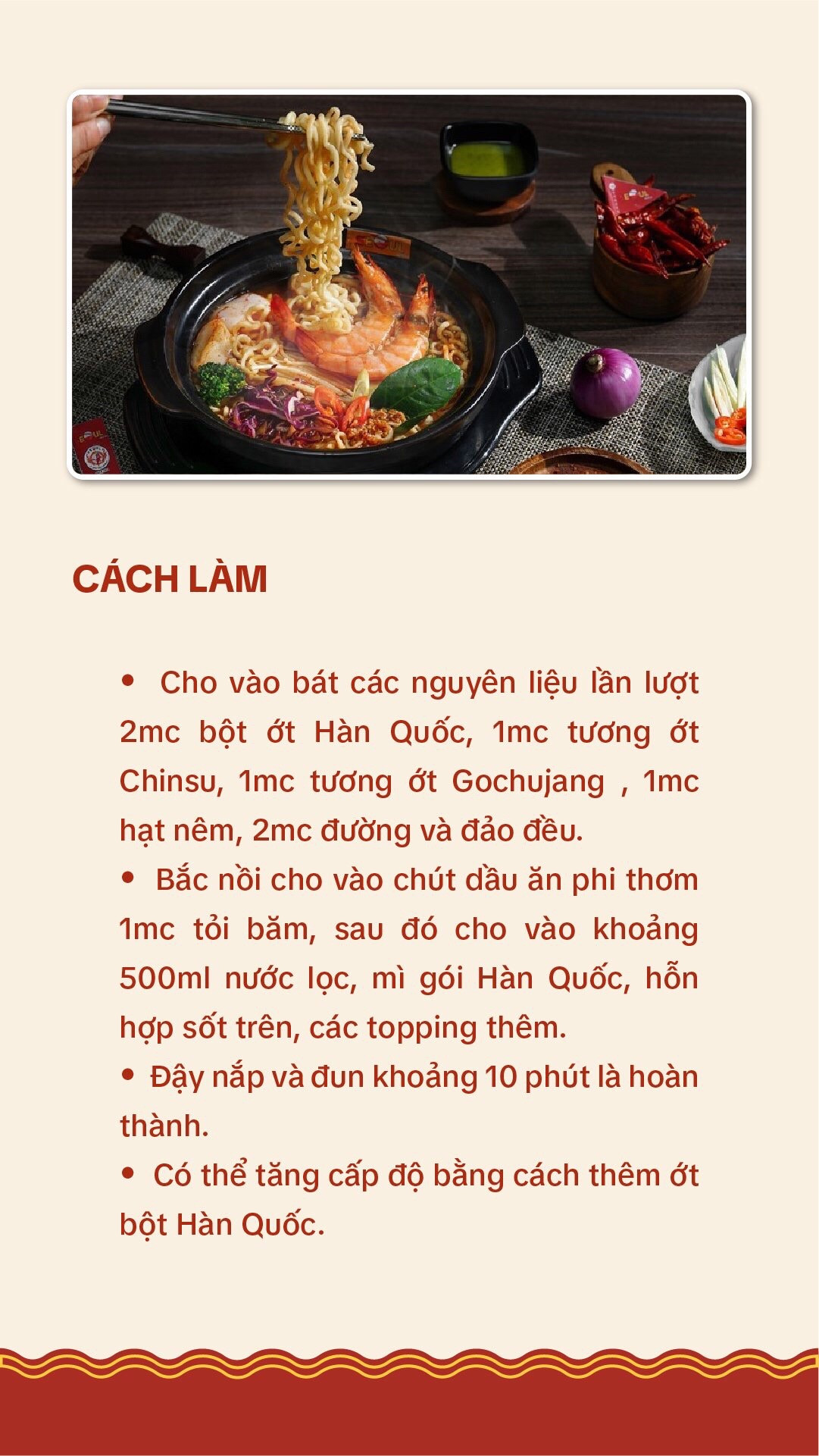 Công thức sốt nấu mì cay Hàn Quốc đơn giản tại nhà với hải sản, kim chi và rau củ