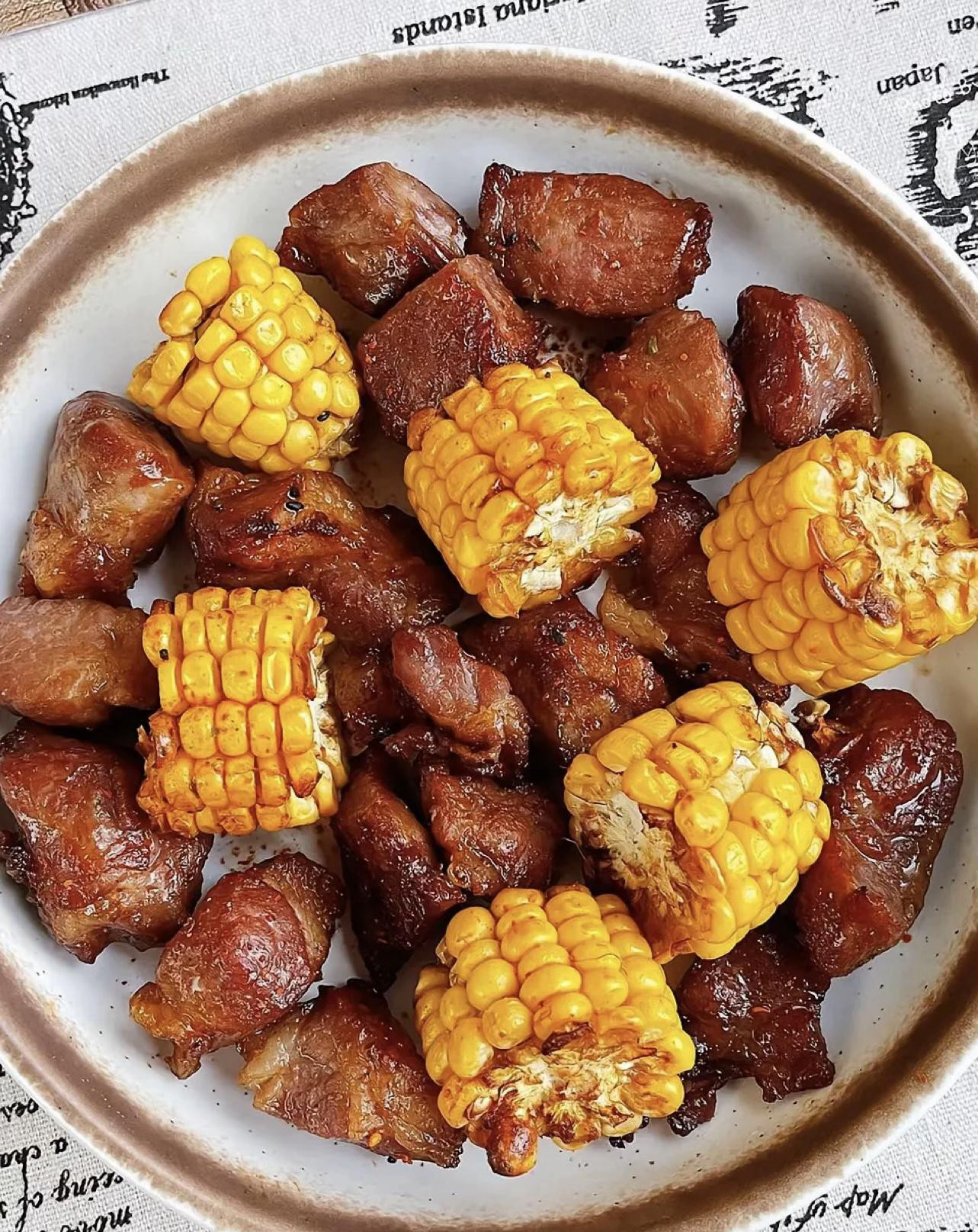 Công Thức Thịt Heo cháy Tỏi nướng ngô