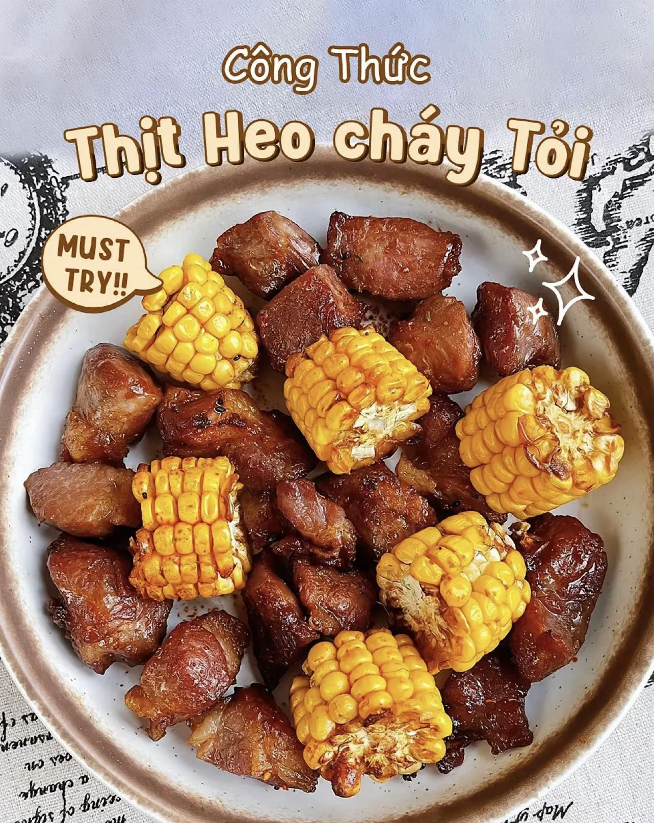 Công Thức Thịt Heo cháy Tỏi nướng ngô