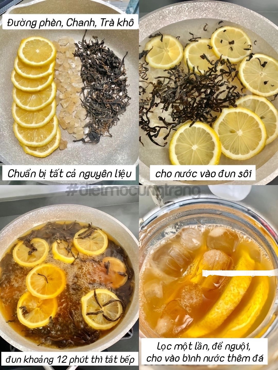 Công thức Trà chanh giải nhiệt mùa hè, càng uống càng gầy với đường phèn và trà khô