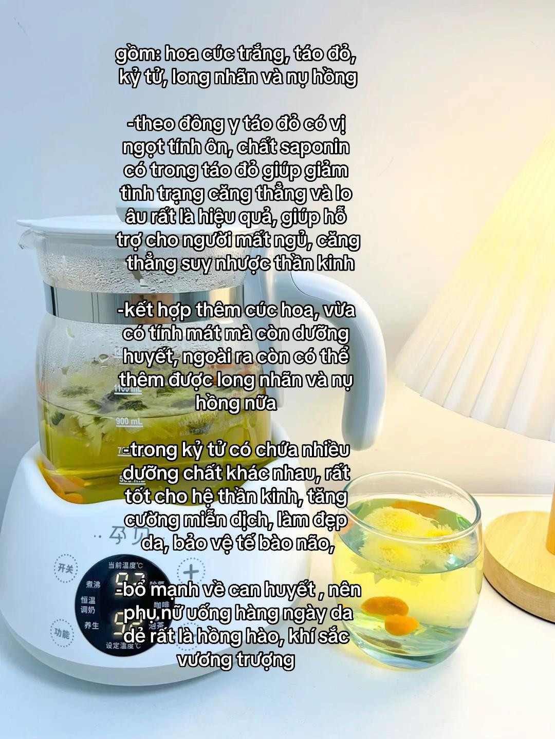 Công thức trà hoa cúc, táo đỏ và kỷ tử giúp ngủ ngon, trị mất ngủ hiệu quả