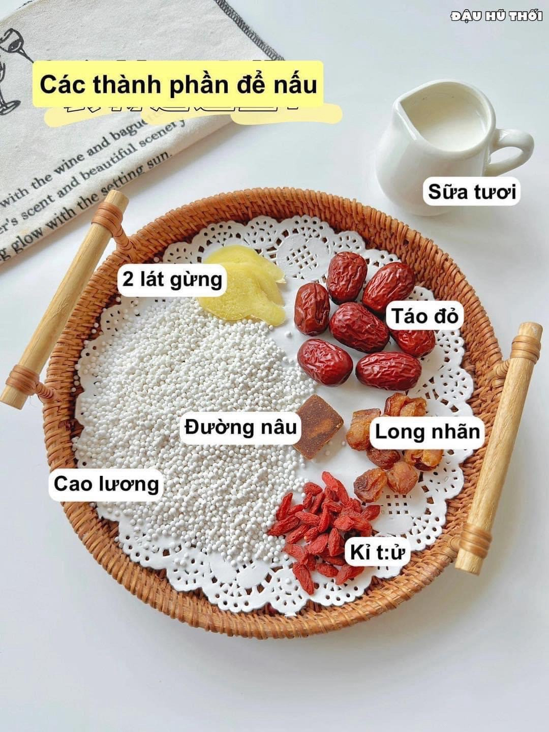 Công thức Trà sữa đẹp da với cao lương, táo đỏ, long nhãn và ki tử